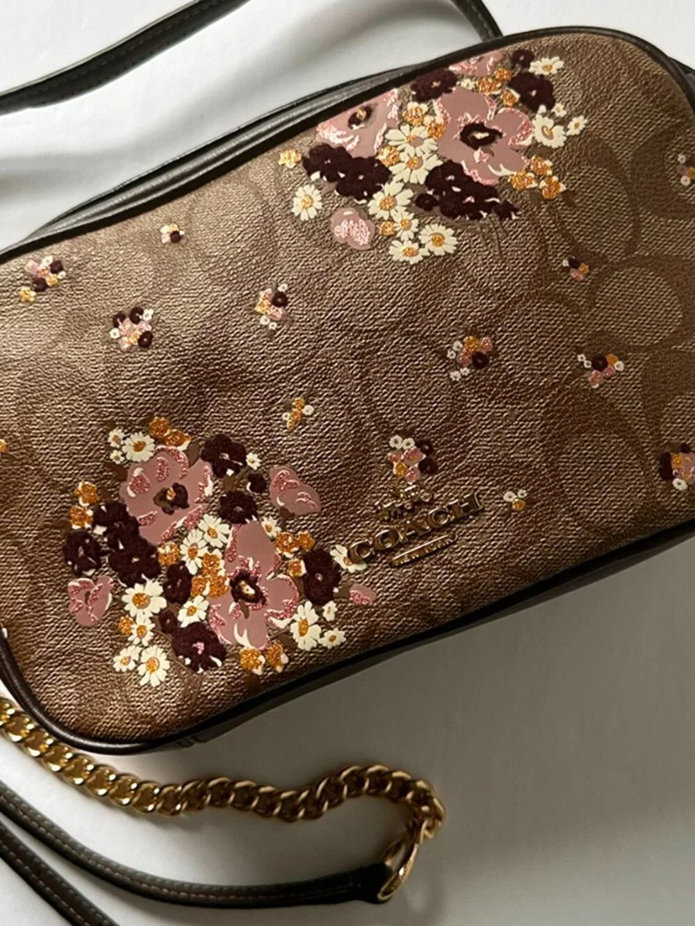 Coach Isla Chain Crossbody Bag Floral Print Signature Coated Canvas F31433